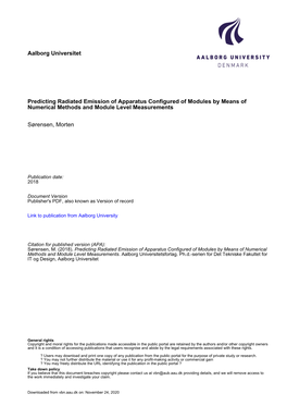 Aalborg Universitet Predicting Radiated Emission of Apparatus