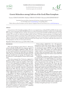 Genetic Relatedness Among Cultivars of the Greek Plum Germplasm