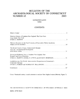 Bulletin of the Archaeological Society of Connecticut Number 65 2003