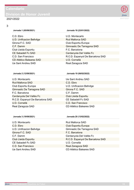 Division De Honor Juvenil Calendario