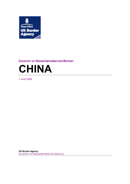 Country of Origin Information Report China June 2008