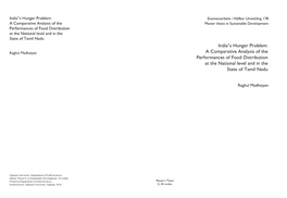 A Comparative Analysis of the Performances of Food Distribution at the National Level and in the State of Tamil Nadu