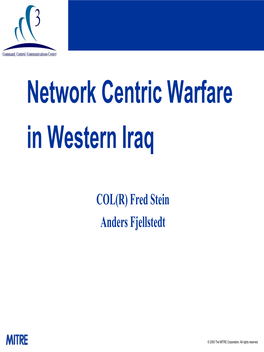 Network Centric Warfare in Western Iraq