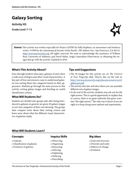 Galaxy Sorting Activity H5 Grade Level: 7–12