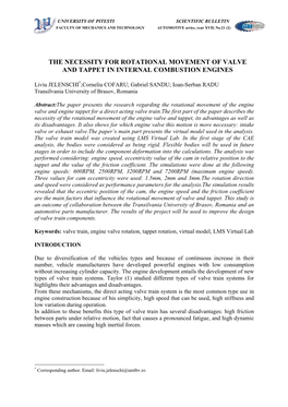 The Necessity for Rotational Movement of Valve and Tappet in Internal Combustion Engines