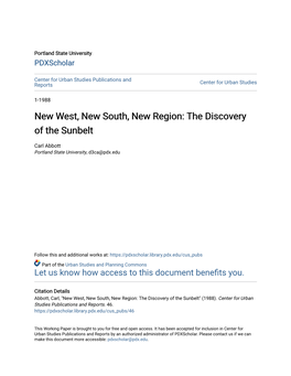 New West, New South, New Region: the Discovery of the Sunbelt