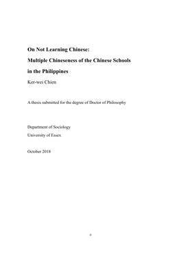 On Not Learning Chinese: Multiple Chineseness of the Chinese Schools in the Philippines