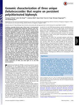 Genomic Characterization of Three Unique Dehalococcoides That Respire on Persistent Polychlorinated Biphenyls