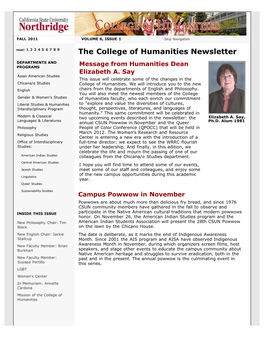 CSUN College of Humanities Newsletter, Fall 2011