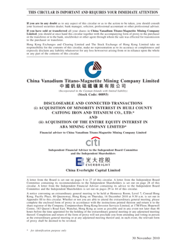 China Vanadium Titano-Magnetite Mining Company