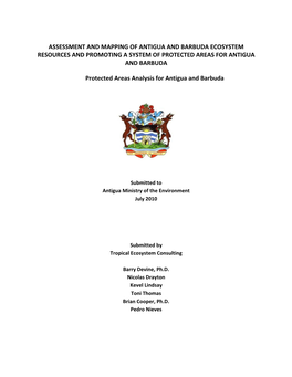 Assessment and Mapping of Antigua and Barbuda Ecosystem Resources and Promoting a System of Protected Areas for Antigua and Barbuda
