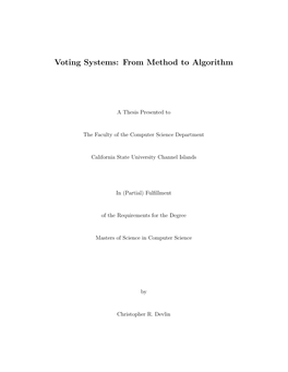 Voting Systems: from Method to Algorithm