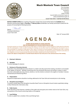 Agenda 7 February 2019