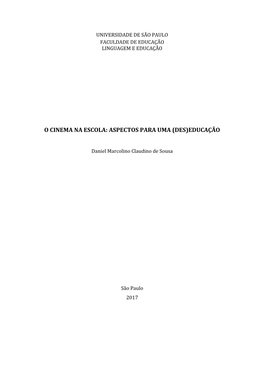 O Cinema Na Escola: Aspectos Para Uma (Des)Educação