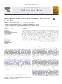 Essential Oil Composition and Antimicrobial Interactions of Understudied Tea Tree Species