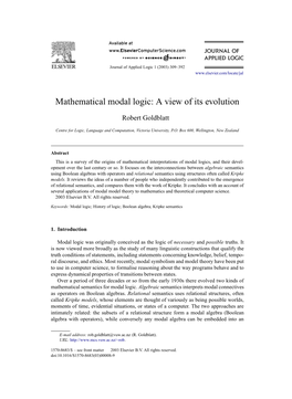 Mathematical Modal Logic: a View of Its Evolution