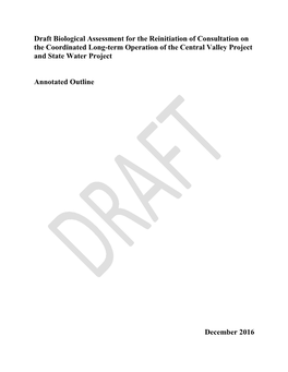 Draft Biological Assessment for the Reinitiation of Consultation on the Coordinated Long-Term Operation of the Central Valley Project and State Water Project