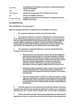 Admissions to Schools in 2009/10