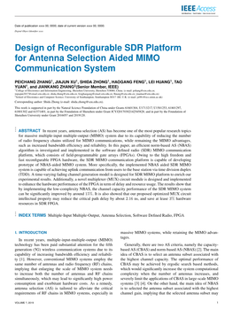 Design of Reconfigurable SDR Platform for Antenna Selection