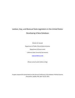 Lesbian, Gay, and Bisexual State Legislators in the United States