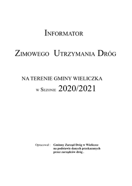 INFORMATOR ZIMOWEGO UTRZYMANIA DRÓG 2020 I 2021.Pdf