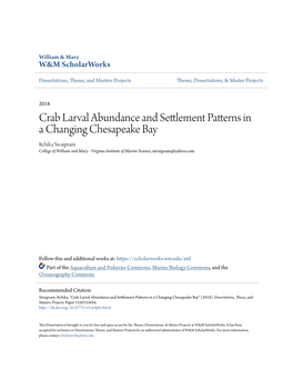 Crab Larval Abundance and Settlement Patterns in a Changing