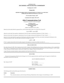 Allot Communications Ltd. (Translation of Registrant’S Name Into English)