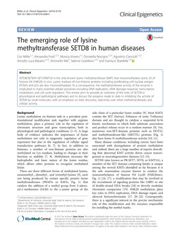 The Emerging Role of Lysine Methyltransferase SETD8 in Human