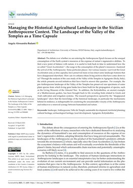 Managing the Historical Agricultural Landscape in the Sicilian Anthropocene Context