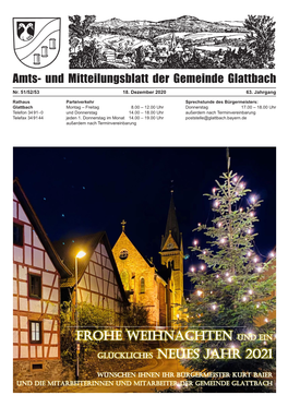 Amts- Und Mitteilungsblatt Der Gemeinde Glattbach Nr