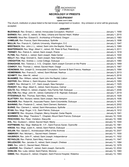 NECROLOGY of PRIESTS DBQ 2020 by MONTH