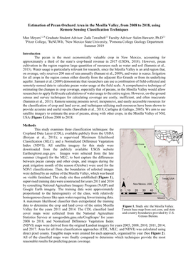 Estimation of Pecan Orchard Area in the Mesilla Valley, from 2008 to 2018, Using Remote Sensing Classification Techniques