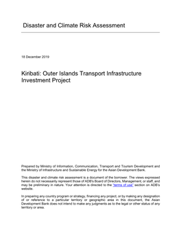 Kiribati: Outer Islands Transport Infrastructure Investment Project