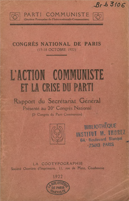 PARTI COMMUNISTE (Section Française Del’ Internationale Communiste)