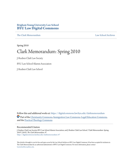 Clark Memorandum: Spring 2010 J