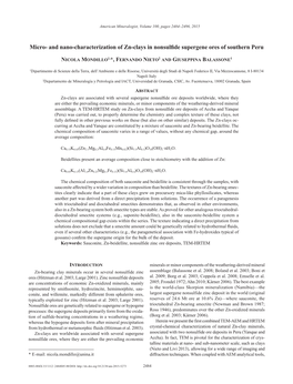 Micro and Nano-Characterization of Zn-Clays in Nonsulfide Supergene Ores of Southern Peru