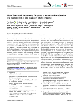 Mont Terri Rock Laboratory, 20 Years of Research: Introduction, Site Characteristics and Overview of Experiments