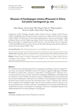 ﻿Diseases of Cymbopogon Citratus (Poaceae) in China