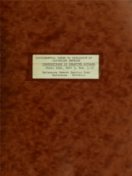 Supplemental Index to Catalog of Copyright Entries, Compositions Of