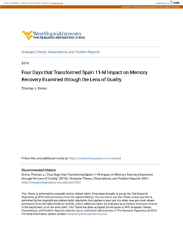 Four Days That Transformed Spain 11-M Impact on Memory Recovery Examined Through the Lens of Duality