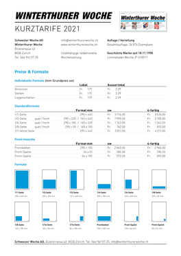 Winterthurer Woche Kurztarife 2021