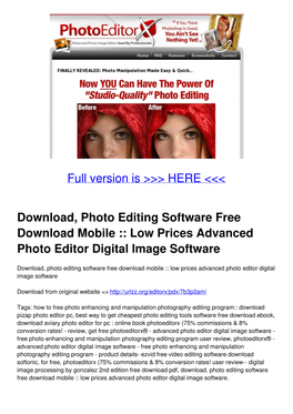Download, Photo Editing Software Free Download Mobile :: Low Prices Advanced Photo Editor Digital Image Software