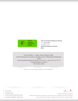 Redalyc.Leaf and Inflorescence Axis Anatomy of Brazilian Species Of