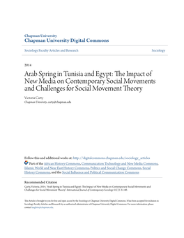 Arab Spring in Tunisia and Egypt: the Impact of New Media on Contemporary Social Movements and Challenges for Social Movement Theory
