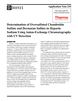 Determination of Oversulfated Chondroitin Sulfate and Dermatan Sulfate in Heparin Sodium Using Anion-Exchange Chromatography with UV Detection