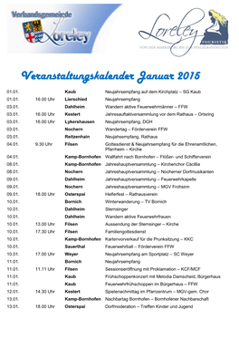 Veranstaltungskalender Januar 2015