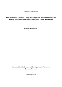 The Case of Bicol Speaking Students in the Bicol Region, Philippines