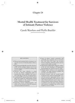 Mental Health Treatment for Survivors of Intimate Partner Violence