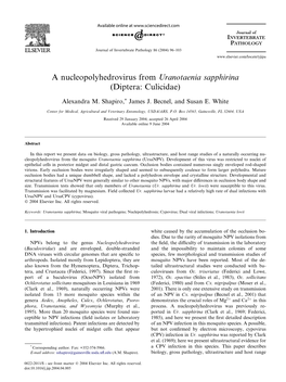 A Nucleopolyhedrovirus from Uranotaenia Sapphirina (Diptera: Culicidae)