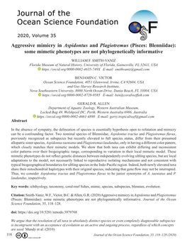 Aggressive Mimicry in Aspidontus and Plagiotremus (Pisces: Blenniidae): Some Mimetic Phenotypes Are Not Phylogenetically Informative